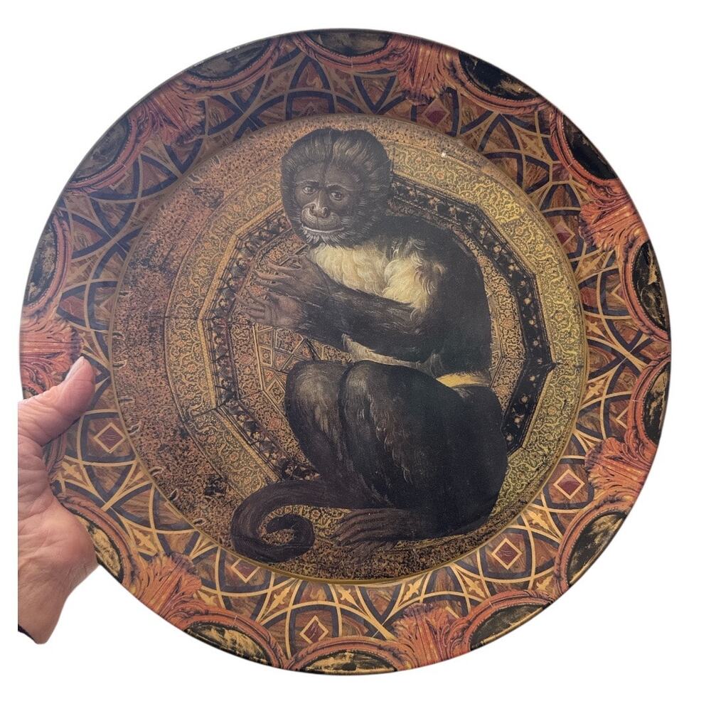 Rare Durwin Rice New York Signed Decoupage Ape Art Plate
